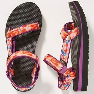 Anthropologie Teva purple orange strappy sandals comfortable size 10